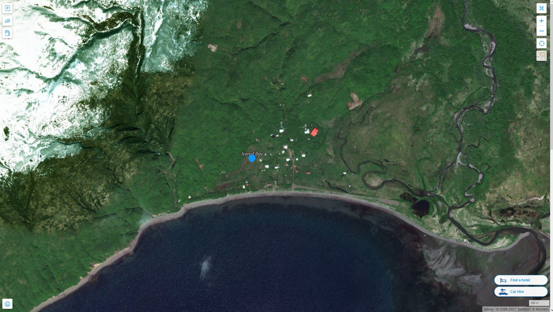 ivanof Bay Alaska Highway and Road Map with Satellite View